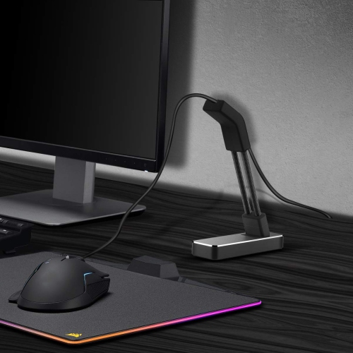 Mouse Bungee, Aluminium Alloy Gaming Mouse Cable Cord Management System, Flexible Mouse Cable Holder Fixer for Esports Gaming - Black