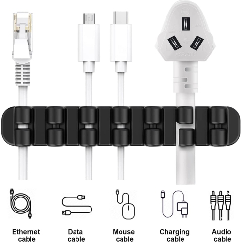 Upgraded Cable Holder Clips, 3-Pack Cable Management Cord Organizer Clips Silicone Self Adhesive for Desktop USB Charging Cable Power Cord Mouse