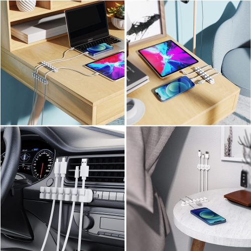 Upgraded Cable Holder Clips, 3-Pack Cable Management Cord Organizer Clips Silicone Self Adhesive for Desktop USB Charging Cable Power Cord Mouse