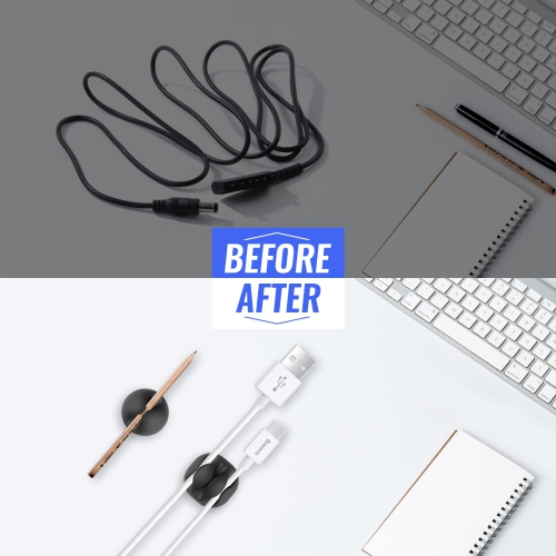 Cable Clips 16 Pack Cord Organizer Self Adhesive Cable Holder Wire Management for USB Charging Cables Power Cord Mouse Cables Headphone Cords