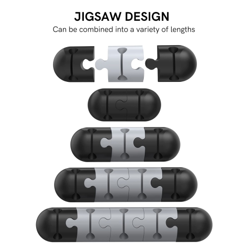 Delidigi – Ensemble de 9 pinces pour câbles Jigsaw Support adhésif robuste pour câbles de gestion de câbles en silicone pour bureau Câble USB Cordon