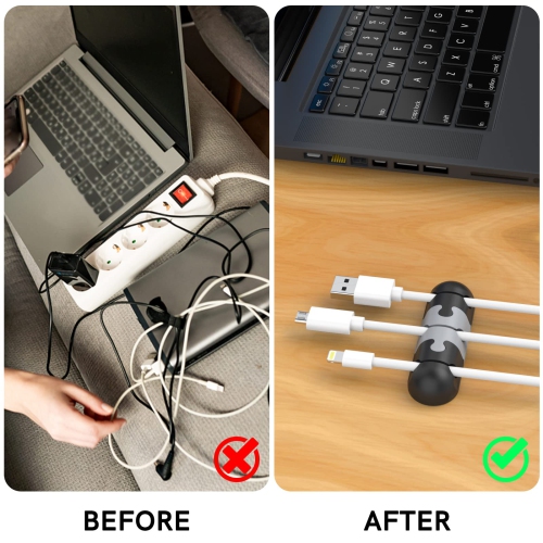 Delidigi – Ensemble de 9 pinces pour câbles Jigsaw Support adhésif robuste pour câbles de gestion de câbles en silicone pour bureau Câble USB Cordon