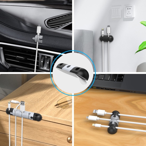 Delidigi – Ensemble de 9 pinces pour câbles Jigsaw Support adhésif robuste pour câbles de gestion de câbles en silicone pour bureau Câble USB Cordon