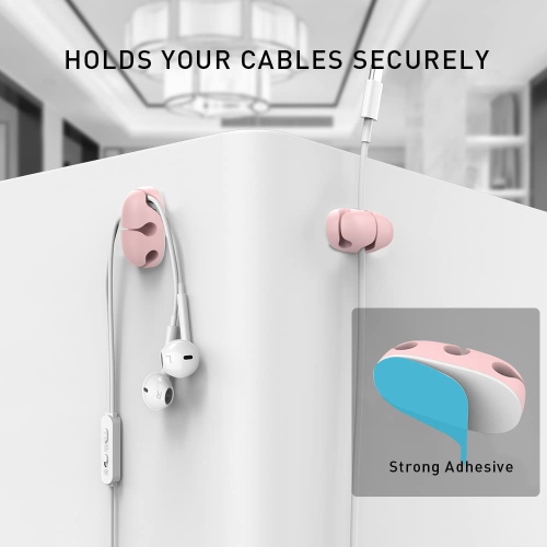 8 Pack Cord Organizer Holder Desk Cable Clips Strong Adhesive Wire Holder for Organizing USB Cord Wire Home Office and Car