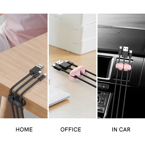 8 Pack Cord Organizer Holder Desk Cable Clips Strong Adhesive Wire Holder for Organizing USB Cord Wire Home Office and Car