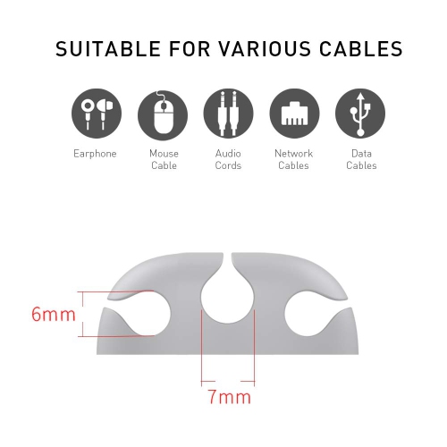 Ensemble de 6 câbles organisateur de bureau pinces pour porte-câbles adhésif robuste pour organiser le câble USB câbles de bureau à domicile et de