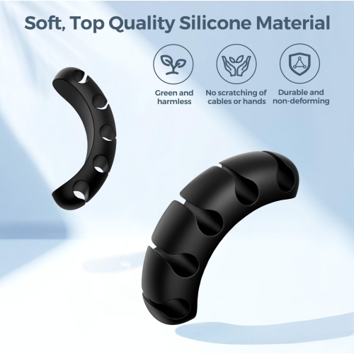 Cable Holder Clips, 5 Pack Cord Organizer for Desk, Silicone Adjustable Cord Clip, Adhesive Wire Management for Charging Cable USB Mouse Wire PC Car