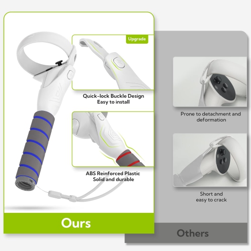 Poignée pour manette Oculus Quest 2, adaptateur VR Golf Club pour accessoires Meta Quest 2 Beat Saber Gorilla Tag, pour une expérience de réalité