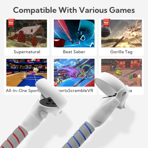 Poignée pour manette Oculus Quest 2, adaptateur VR Golf Club pour accessoires Meta Quest 2 Beat Saber Gorilla Tag, pour une expérience de réalité