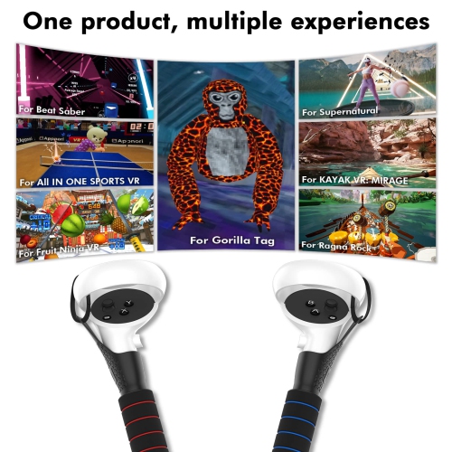 AMVR – manches longues Gorilla Tag Beat Saber pour Oculus Quest 2/Quest/Rift S, accessoires de poignée de manette 2-en-1 double/long Stick pour jouer