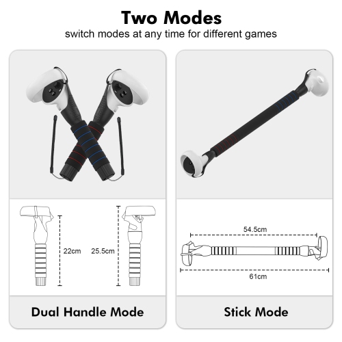 AMVR – manches longues Gorilla Tag Beat Saber pour Oculus Quest 2/Quest/Rift S, accessoires de poignée de manette 2-en-1 double/long Stick pour jouer