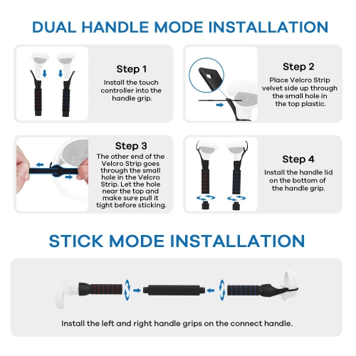 AMVR – manches longues Gorilla Tag Beat Saber pour Oculus Quest 2/Quest/Rift S, accessoires de poignée de manette 2-en-1 double/long Stick pour jouer