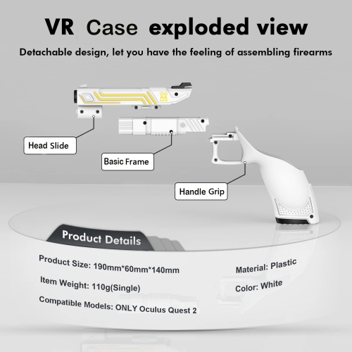 Protective Gun Grip for Meta Quest 2 - Oculus Pistol Shell Attachment, Enhanced FPS Games Immersive Feels, Anti Slip Stock Holding for