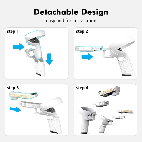 Protective Gun Grip for Meta Quest 2 - Oculus Pistol Shell Attachment, Enhanced FPS Games Immersive Feels, Anti Slip Stock Holding for