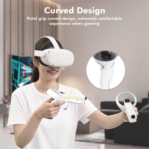 Protective Gun Grip for Meta Quest 2 - Oculus Pistol Shell Attachment, Enhanced FPS Games Immersive Feels, Anti Slip Stock Holding for