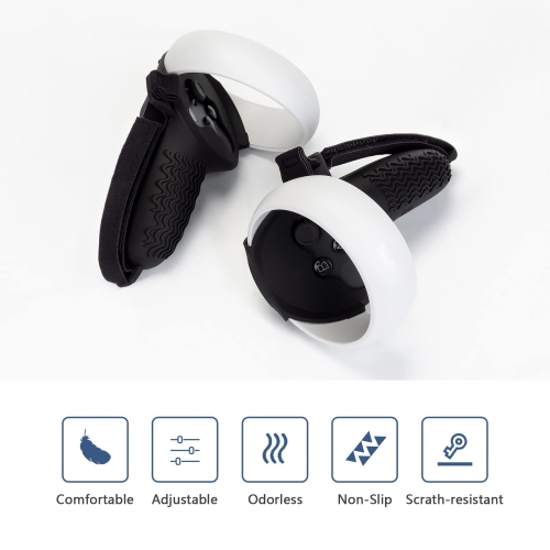 Touch Controller Grip Cover for Oculus Quest 2, Anti-Throw Protective Handle Sleeve Oculus Quest 2 Accessories with Adjustable Wrist Knuckle Strap