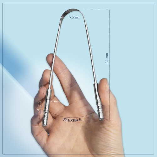 Tongue Scraper with Case, Medical Grade 100% Stainless Steel Tongue Scrubber for Bad Breath Treatment, Easy to Use Tongue Scraper for Adults, Tongue