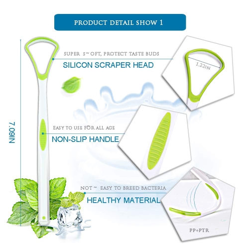 [Silicone souple] 3PCS Nettoyant pour grattoir à langue, racleurs oraux, ensembles de balais haut de gamme, outils pour la mauvaise haleine, trousses