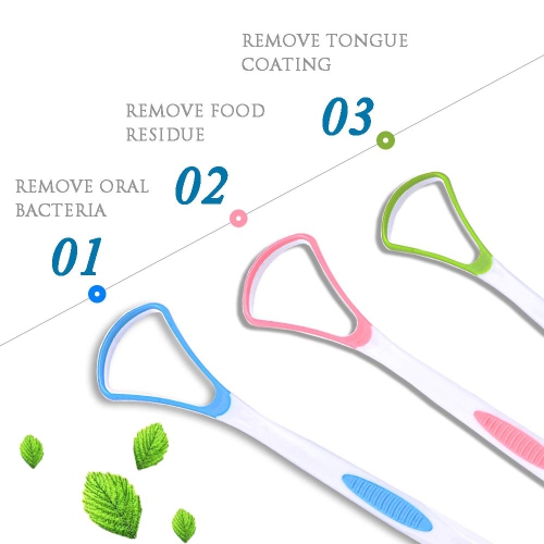 [Silicone souple] 3PCS Nettoyant pour grattoir à langue, racleurs oraux, ensembles de balais haut de gamme, outils pour la mauvaise haleine, trousses