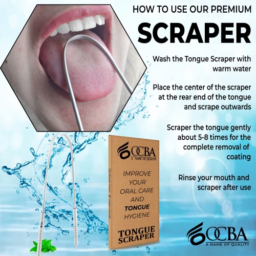 Tongue Scraper 1 Pack Professional Tongue Cleaner Reusable Stainless Steel Tongue Scrapers with Dual Carved Handle for Adults, Kids