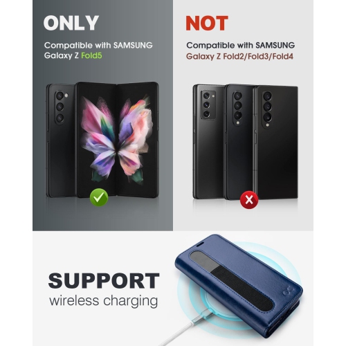 Samsung Galaxy Z Fold 5 5G Wallet Case with S Pen Holder, PU Leather Flip Folio Case with Card Slots RFID Blocking Kickstand Phone Case 7.6 Inch for