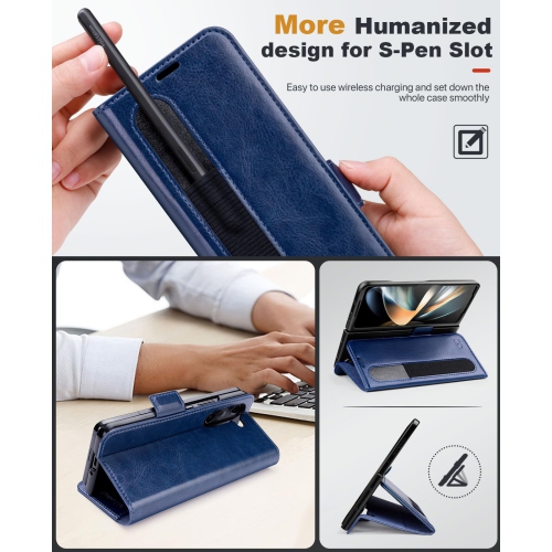 Samsung Galaxy Z Fold 5 5G Wallet Case with S Pen Holder, PU Leather Flip Folio Case with Card Slots RFID Blocking Kickstand Phone Case 7.6 Inch for