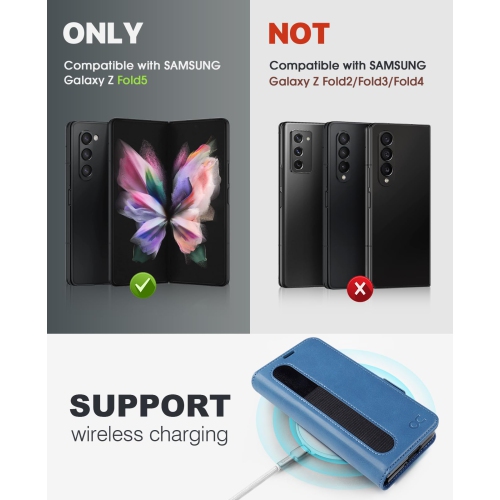 Samsung Galaxy Z Fold 5 5G Wallet Case with S Pen Holder, PU Leather Flip Folio Case with Card Slots RFID Blocking Kickstand Phone Case 7.6 Inch for