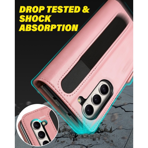 TUCCH Case for Galaxy Z Fold 5, Galaxy Z Fold5 Case Wallet with S Pen Holder Kickstand RFID Blocking Card Holder , Shockproof PU Leather PC Shell