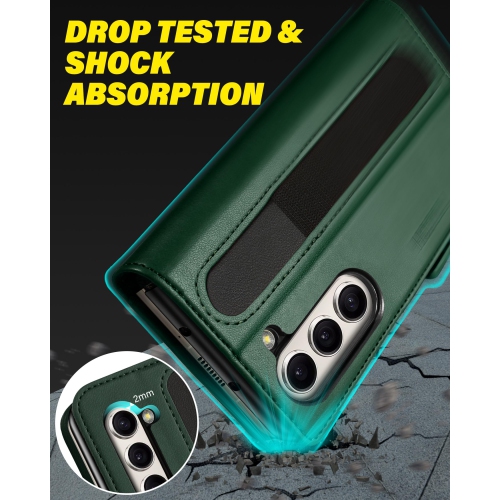 Étui portefeuille pour Galaxy Z Fold 5, étui-portefeuille antichoc avec support de S Pen [blocage RFID] [porte-cartes], étui folio en cuir pu pour PC