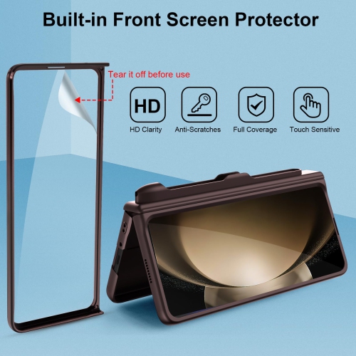 Samsung Galaxy Z Fold 5 Case with Magnetic Hinge Protection S Pen Holder Built-in Screen Protector Adjustable Stand, Camera Protection & Luxury