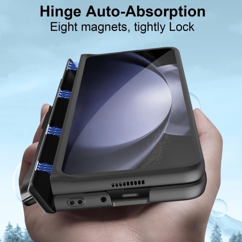 Samsung Galaxy Z Fold 5 Case with Magnetic Hinge Protection S Pen Holder Built-in Screen Protector Adjustable Stand, Camera Protection & Luxury