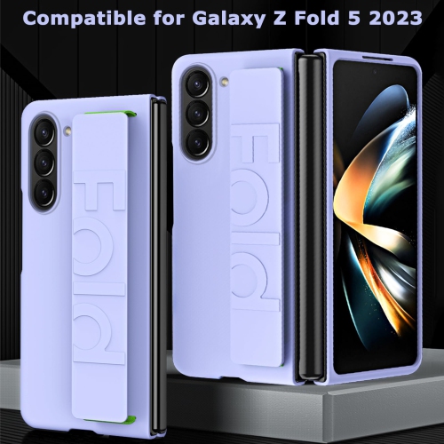 Samsung Galaxy Z Fold 5 Case Strap violet,Protection complète rigide PC Bumper léger Case pour Samsung Z Fold 5 Phone Case avec dragonne,Samsung