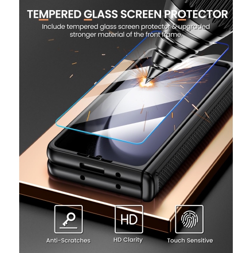 Case for Samsung Galaxy Z Fold 5 with Screen Protector, Kickstand Ring Holder, Slide Camera Cover and Hinge Protection - Shockproof for Z Fold 5 5G