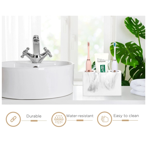 Toothbrush Holder, 3 Slots Large Electric Toothbrush Toothpaste Stand, 6.3x2.8x3.8 inch Resin Storage for Bathroom Accessories Set Vanity Counter