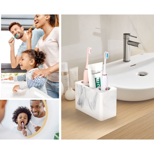 Toothbrush Holder, 3 Slots Large Electric Toothbrush Toothpaste Stand, 6.3x2.8x3.8 inch Resin Storage for Bathroom Accessories Set Vanity Counter