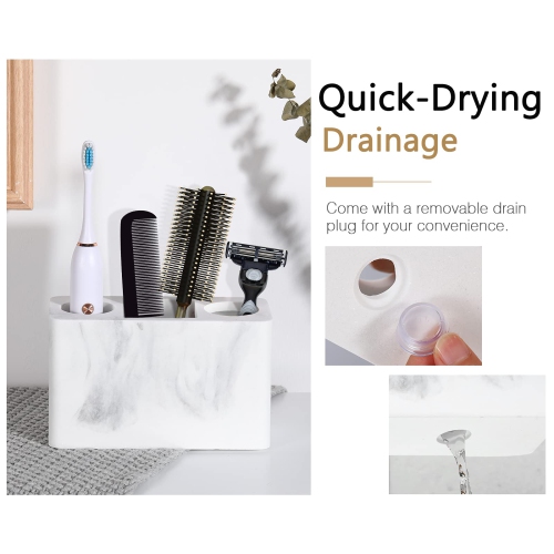 Toothbrush Holder, 3 Slots Large Electric Toothbrush Toothpaste Stand, 6.3x2.8x3.8 inch Resin Storage for Bathroom Accessories Set Vanity Counter