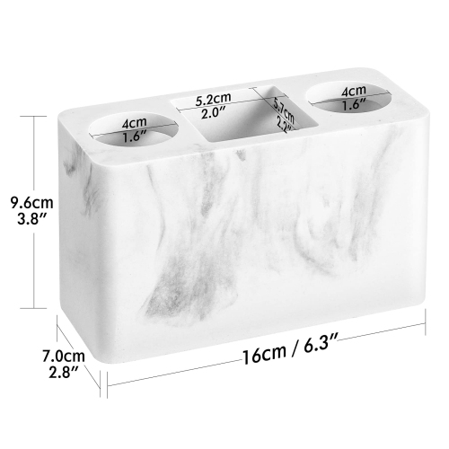 Toothbrush Holder, 3 Slots Large Electric Toothbrush Toothpaste Stand, 6.3x2.8x3.8 inch Resin Storage for Bathroom Accessories Set Vanity Counter