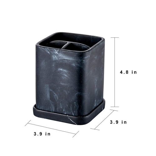 Toothbrush Holder, Countertop Marble Look Electric Toothbrush Toothpaste Makeup Brush Razor Holder Stand Bathroom Organizer with Detachable Tray