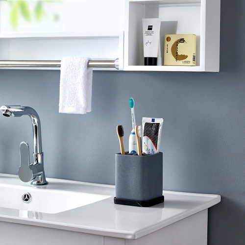 Toothbrush Holder, Durable Countertop Resin Electric Toothbrush Toothpaste Makeup Brush Razor Holder Stand Bathroom Organizer with Detachable Tray