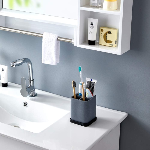 Toothbrush Holder, Durable Countertop Resin Electric Toothbrush Toothpaste Makeup Brush Razor Holder Stand Bathroom Organizer with Detachable Tray