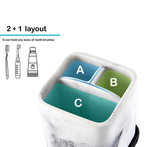 Toothbrush Holder, Countertop Marble Look Electric Toothbrush Toothpaste Makeup Brush Razor Holder Stand Bathroom Organizer with Detachable Tray