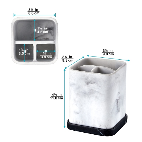 Toothbrush Holder, Countertop Marble Look Electric Toothbrush Toothpaste Makeup Brush Razor Holder Stand Bathroom Organizer with Detachable Tray