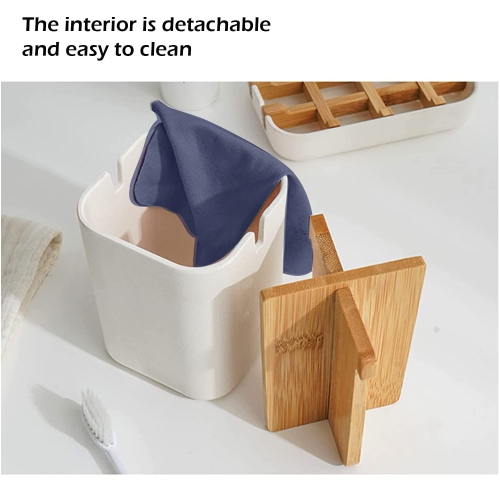 Bamboo Toothbrush Holder for Bathroom with 4 Compartments, Electric Toothbrush Holder, Countertop Stand Organizer for Kitchen Utensils Office