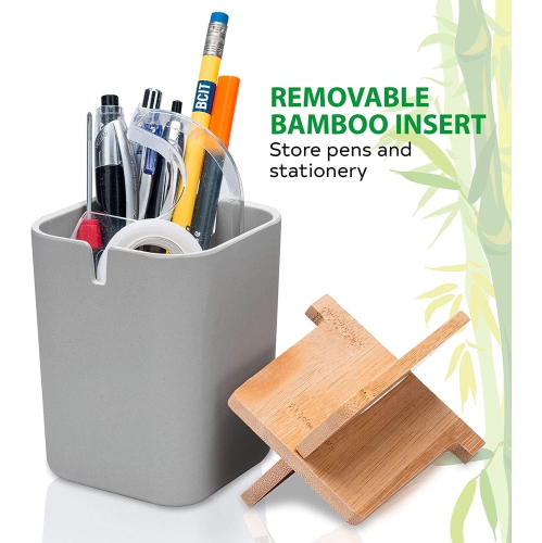 Bamboo Toothbrush Holder for Bathroom with 4 Compartments, Electric Toothbrush Holder, Countertop Stand Organizer for Kitchen Utensils Office