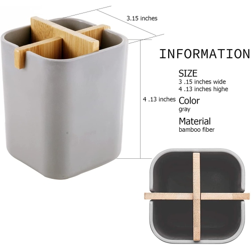 Bamboo Toothbrush Holder for Bathroom with 4 Compartments, Electric Toothbrush Holder, Countertop Stand Organizer for Kitchen Utensils Office