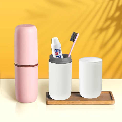 Portable Travel Toothbrush Cup Holder Multi-function Travel Cup Organizer Toothbrush Case and Carrier for Bathroom School Business Trip Wash Gargle