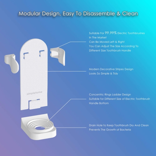 Upgraded Adhesive Electric Toothbrush Holder Wall Mounted Adjustable Toothpaste Organizer 4 Pack