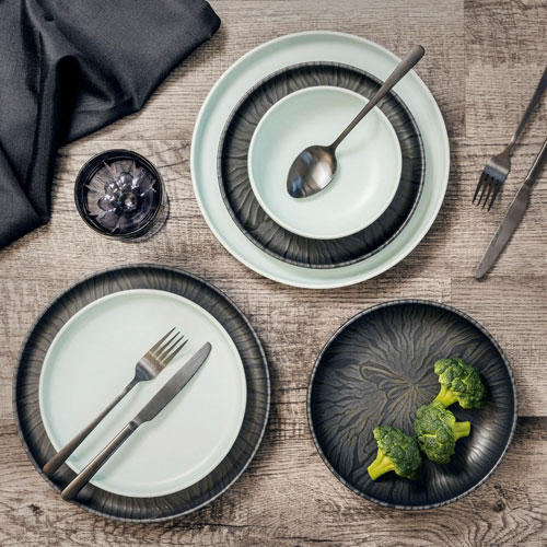 Service de vaisselle de 12 pièces en grès Uno de Mesa Ceramics - Marquina