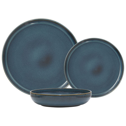 Mesa Ceramics Uno 12-Piece Stoneware Dinnerware Set - Blue