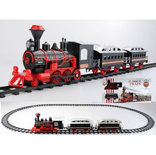 13-Piece Red and Black Battery Operated Lighted and Animated Train Set with Sound